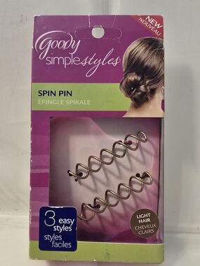 Goody Simple Styles Spin Pin Hair Bun Maker Light Hair Bronze Spiral Pins 2 Pack